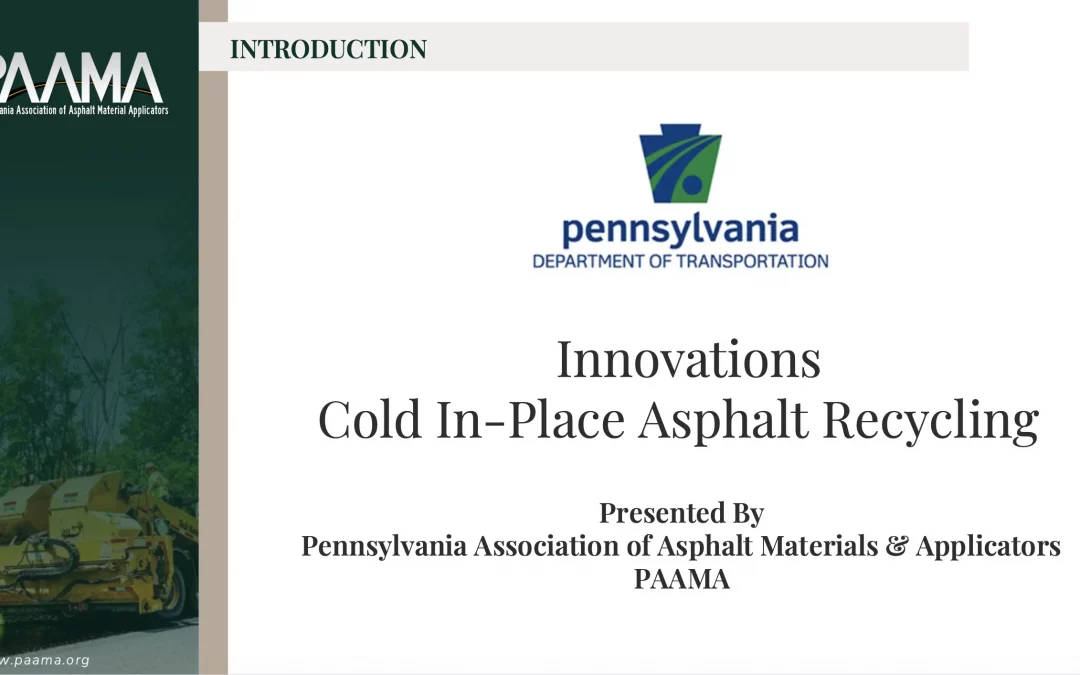 Innovations Cold In-Place Asphalt Recycling