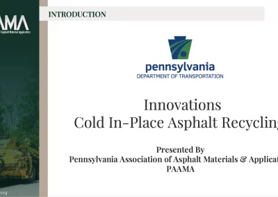 Innovations Cold In-Place Asphalt Recycling